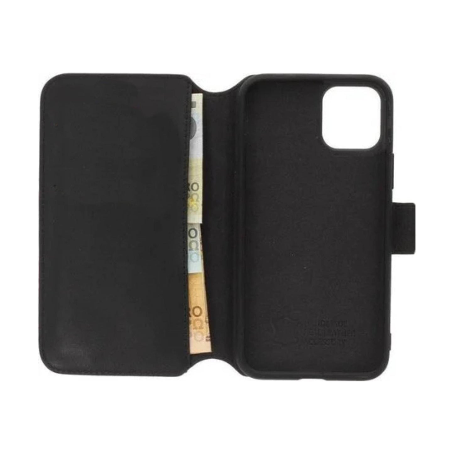 iPhone 11 Flip Hoesje – PU Leren Boekhoesje – Magnetische Sluiting – Wallet Case met Kaarthouder – Telefoonstandaard – Luxe Mat Zwart
