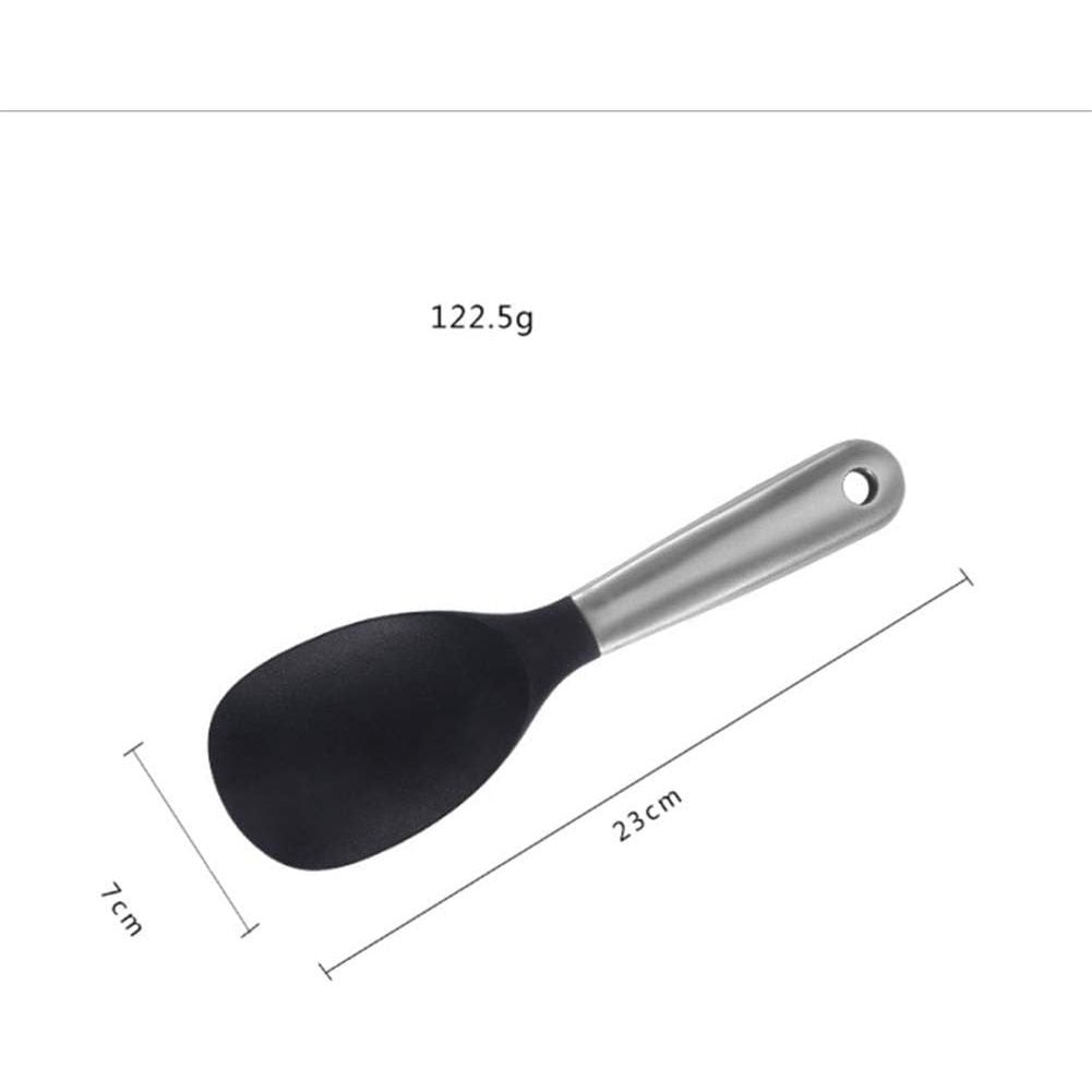 Premium Roestvrijstalen Siliconen Rijstlepel - Antikleef en Eenvoudig Te Reinigen - Ideaal voor Dagelijks Gebruik - Duurzaam en Betrouwbaar Keukengerei - 23*7 cm - Zwart