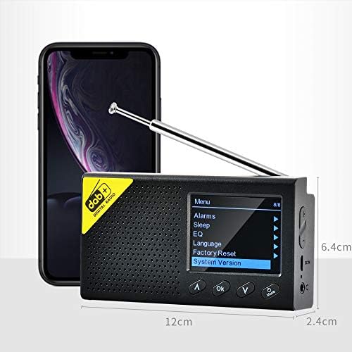 6.1 cm (2.4-inch) LCD Bluetooth 5.0 Digitale Radio Stereo - DAB & FM Ontvanger - Multifunctioneel Audio Broadcasting Speler - Draagbaar voor Thuis & Kantoor