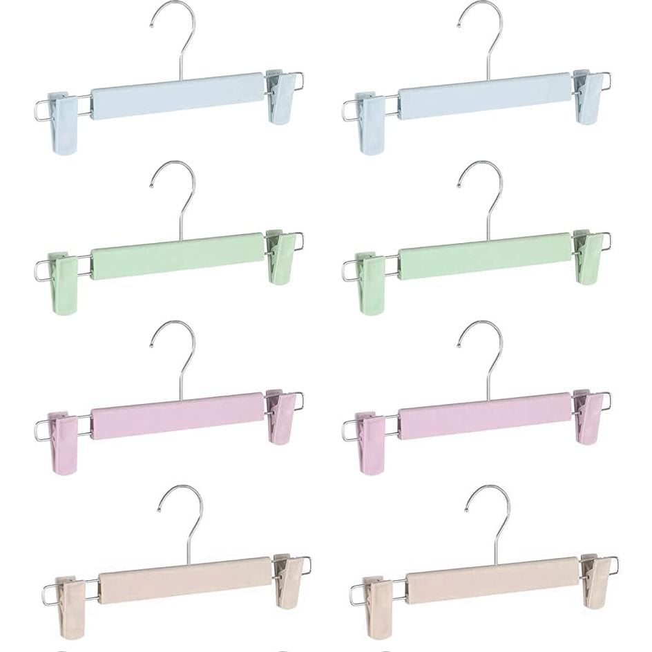 8 Stuks - Verstelbare Broek- en Rokhangers - Sterke Kunststof - Ideaal voor Kledingkast Organisatie - Kreukvrij en Duurzaam Design -  Set van 8 in Roze, Blauw, Groen, Kaki