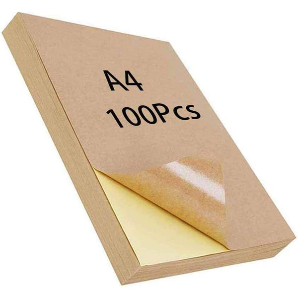 Zelfklevend Matte Papier, 100 stuks Zelfklevend Printpapier, Kraft