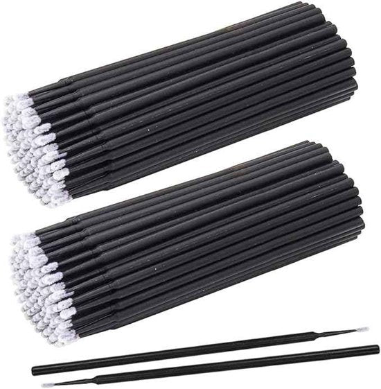 400 Stuks - Microbrush Mini Borsteltjes Zwart - Wegwerp Wimperborsteltjes en Make-up Applicators - Micro Applicator Brushes voor Wimperextensions Wenkbrauwen Nagels en Cosmetica - Fijne Precisieborsteltjes voor Beauty en Verzorging