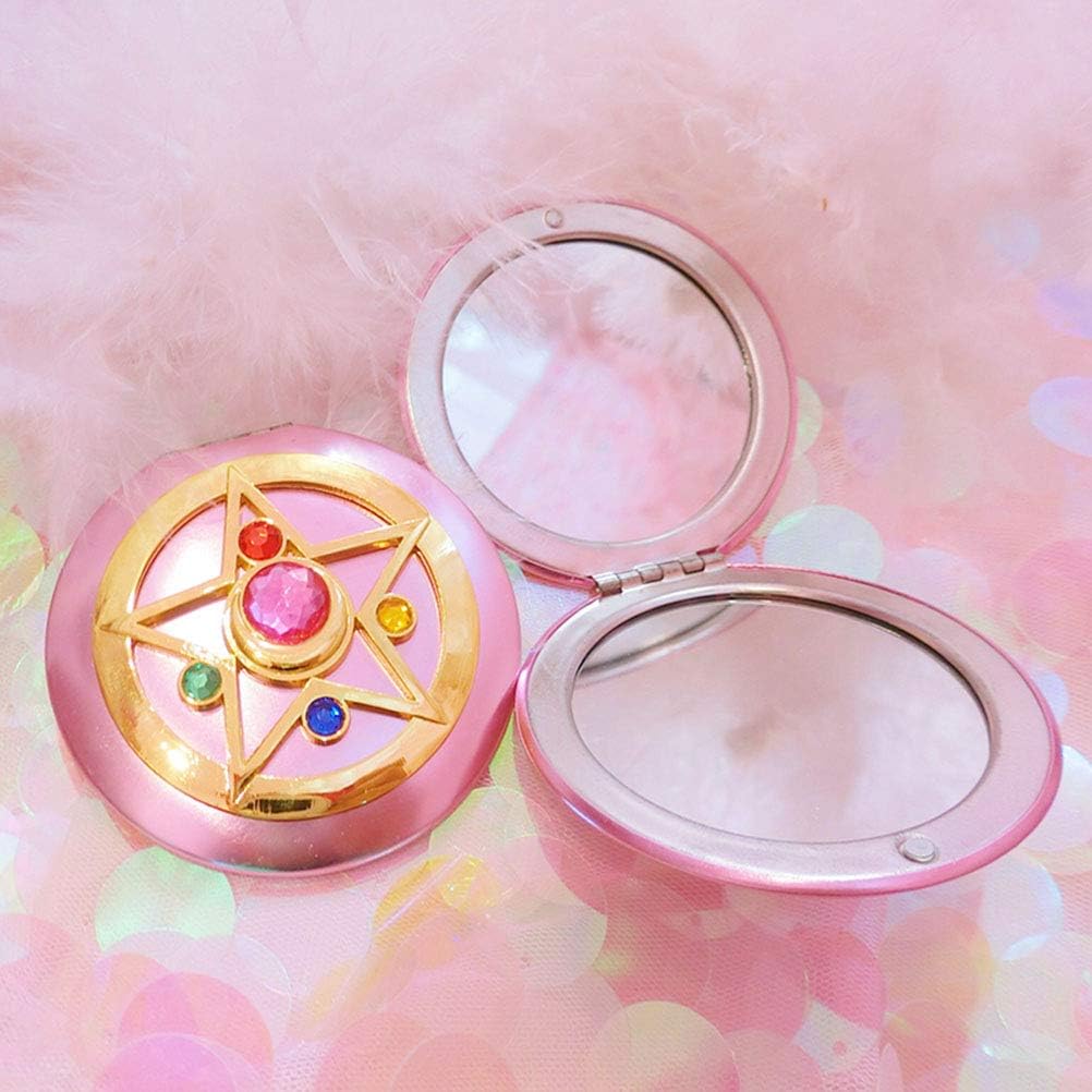 Draagbare Cosmetische Spiegel-Sailor Moon-Memory-Serie-Kristallen-Ster-Design - Dubbelzijdige-Compacte-Make-up Spiegel - Roze