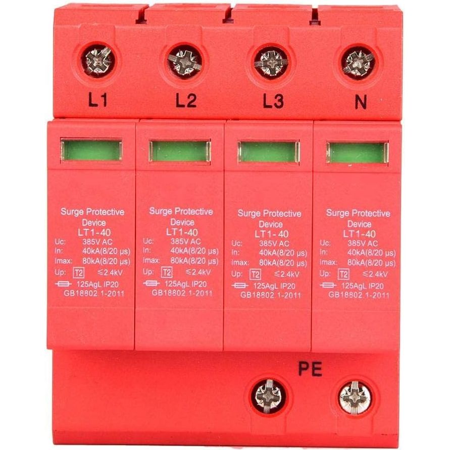 Thuis Overspanningsbeveiliging - 4P - 40KA - Laagspanning - Dissipator - 20A - 385V - Flits - Dissipator Apparaat Met Hoge Kwaliteit Precisie - Chips - Geschikt - Voor Thuis - Rood