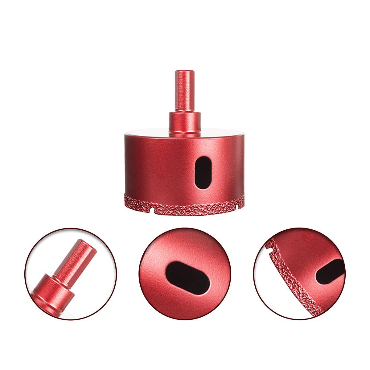 Diamanten Boorset - Prestatiekern Gatzaag voor Glas-Tegel-Graniet-Marmer-Porselein - Set van 11 Diverse Maten - 70mm Kernzaag - Rood