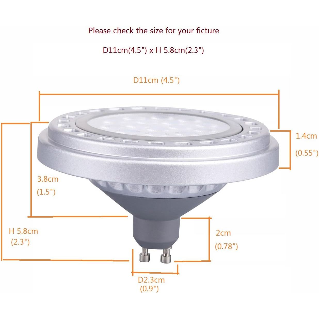 AR111 GU10 LED Dimbare Lamp - 15W - 3000K Warm Wit - 30° Stralingshoek - 1500 Lumen - Vervangt 120W Halogeenlamp - SMD AC175-265V - Es111/Qr111 Reflector Downlight - Voor Commerciële en Thuisverlichting