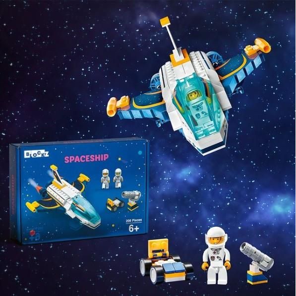 Bouwpakket Ruimteschip – 208-delige Bouwset – Compatibel Bouwstenen voor Kinderen & Volwassenen – Modelbouw Spaceship – Creatieve Set met Gedetailleerde Onderdelen – DIY Constructie Speelgoed