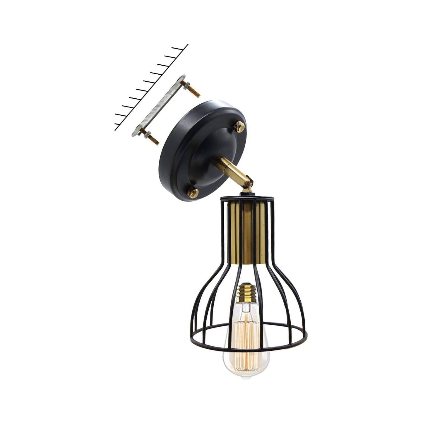 Set van 2 - Industriële Wandlampen Cage - Vintage Wandbevestiging - Rustieke Verstelbare Mini Verlichting - Geschikt voor Badkamer, Slaapkamer en Spiegel