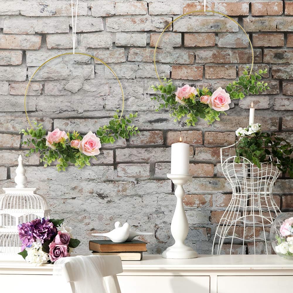 Metalen Bloemen Hoepels Goud - DIY Decoratie en Ambachtelijke Ringen voor Bruiloft en Muurhangers - Set van 5 - 50 cm