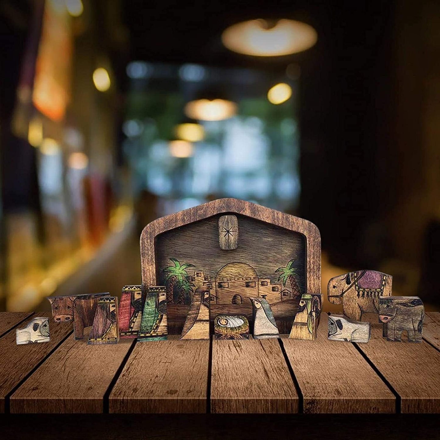 1 Stuk - Houten Jezus Puzzel Standbeeld, Kerstpuzzel met Houtgebrand Ontwerp, Jezus Puzzels, Kerststal Set, Legpuzzel Spel voor Volwassenen en Kinderen, Huisdecoratie, Verjaardagscadeau Geschenken (Klein 7.9 x 5.9