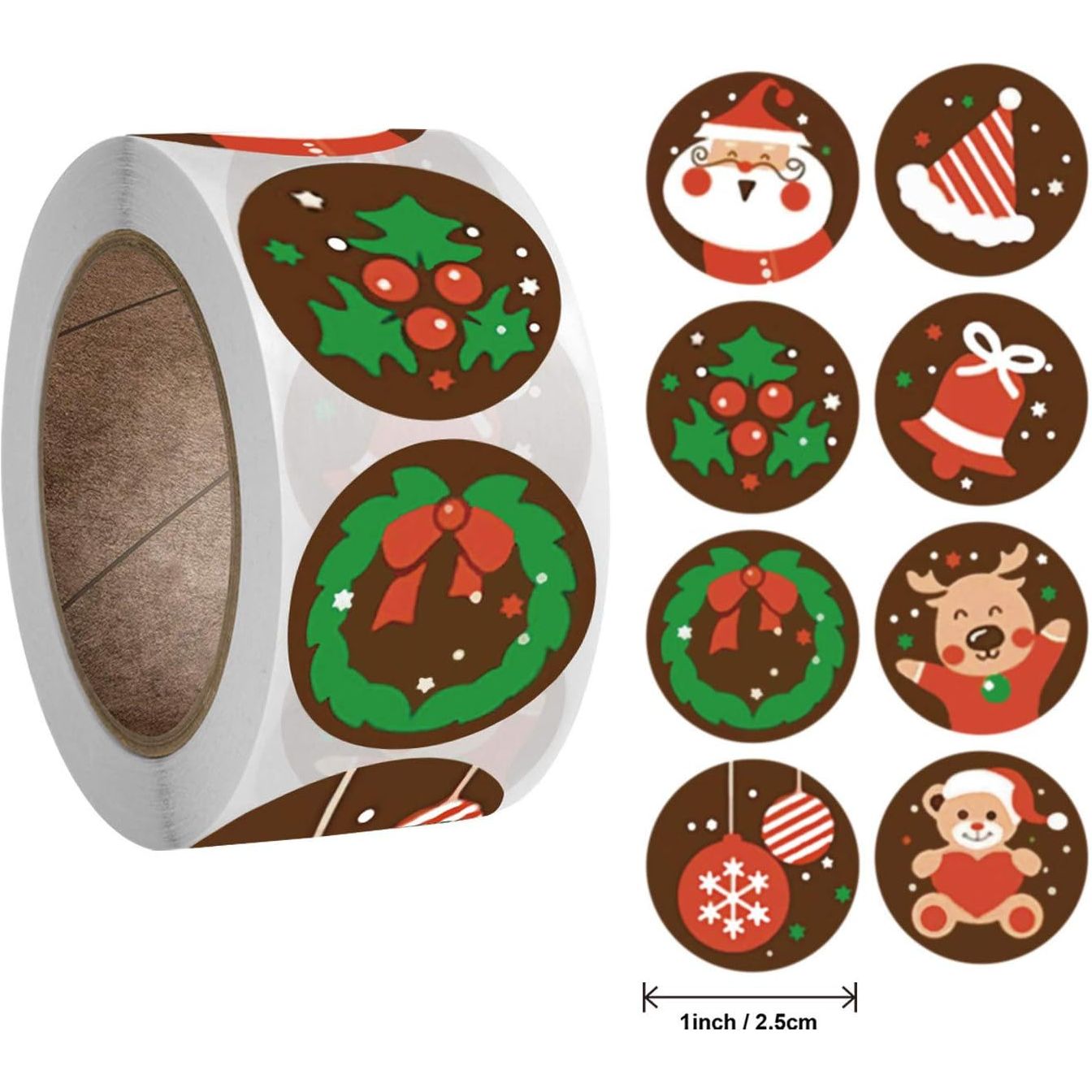 500 Stuks - Xmas Stickers - Kerststickers op Rol - Zelfklevende Kerstversiering - Decoratieve Feest Stickers - Verschillende Ontwerpen - Hoogwaardige Kwaliteit - Perfect voor Cadeaus en Knutselprojecten - Eenvoudig te Gebruiken - Duurzaam en Langdurig