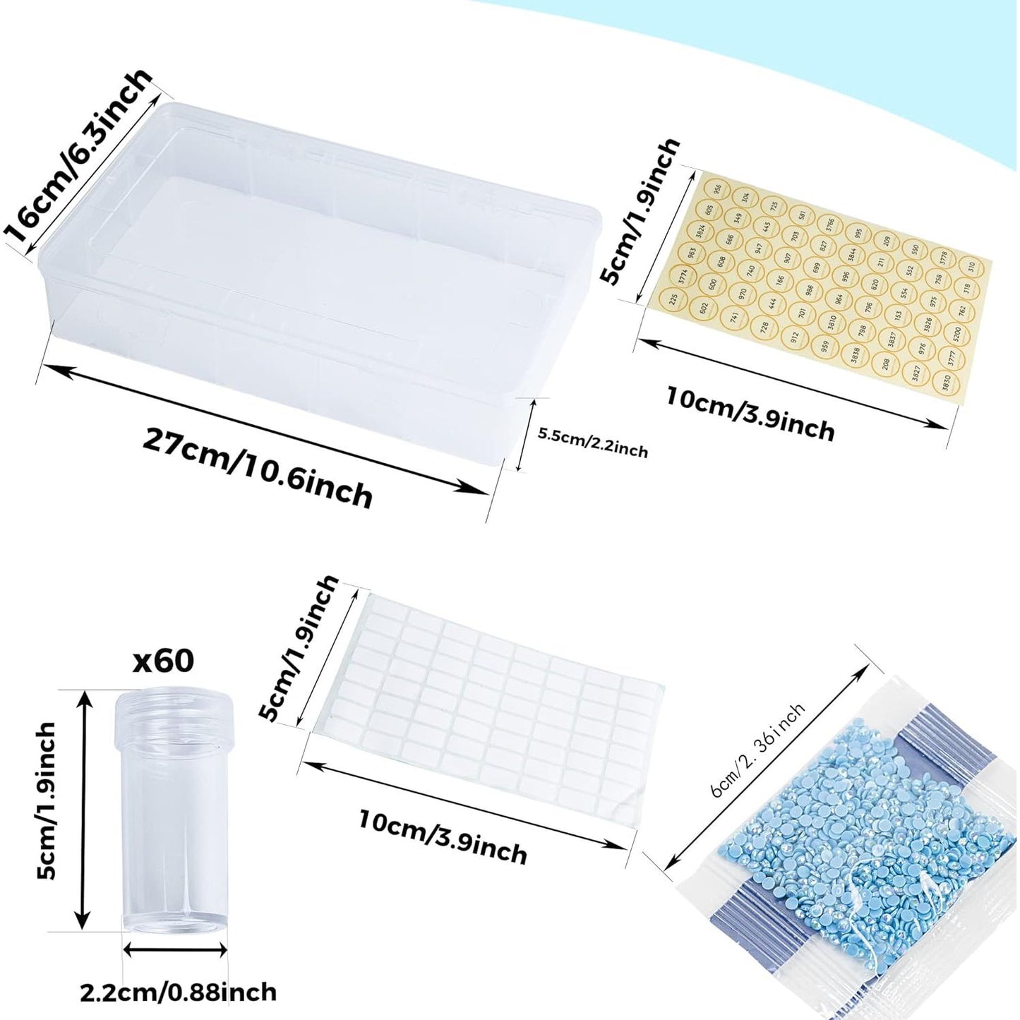 60-Kleuren AB Diamant Schilderij Steentjes Set - 9.000 Ronde AB Diamanten - Inclusief Opbergdoos, Accessoires & Gereedschap - Volledig Pakket voor DIY Diamant Kunstprojecten