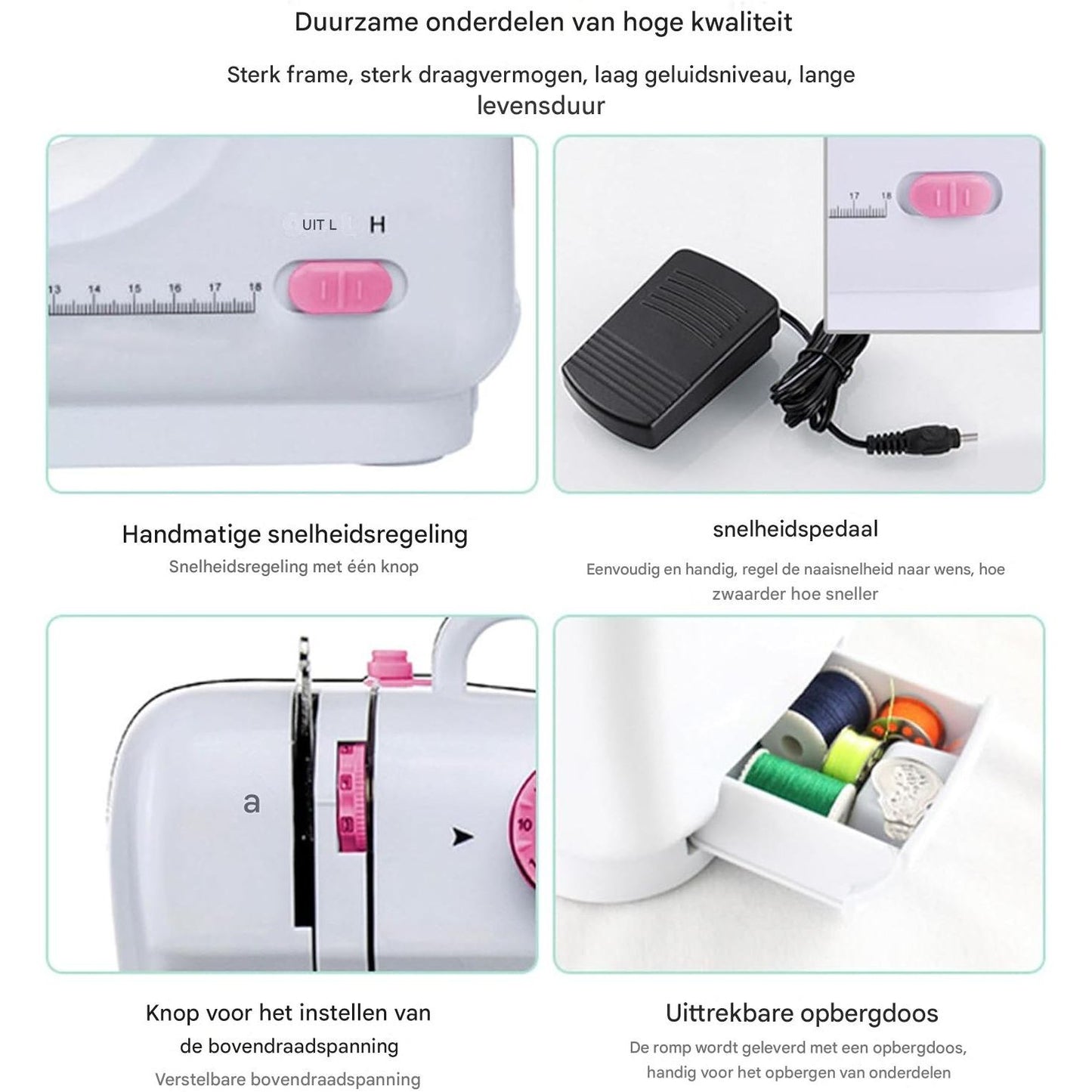 Elektrische Naaimachine – Mini Naaimachine voor Beginners – 12 Stiksels – Draadspoel Apparaat – Dubbele Draad – Compacte Naaiapparaat – EU 220V – Roze Naaimachine – Draagbare Handnaaimachine – Kleine Tafelnaaimachine