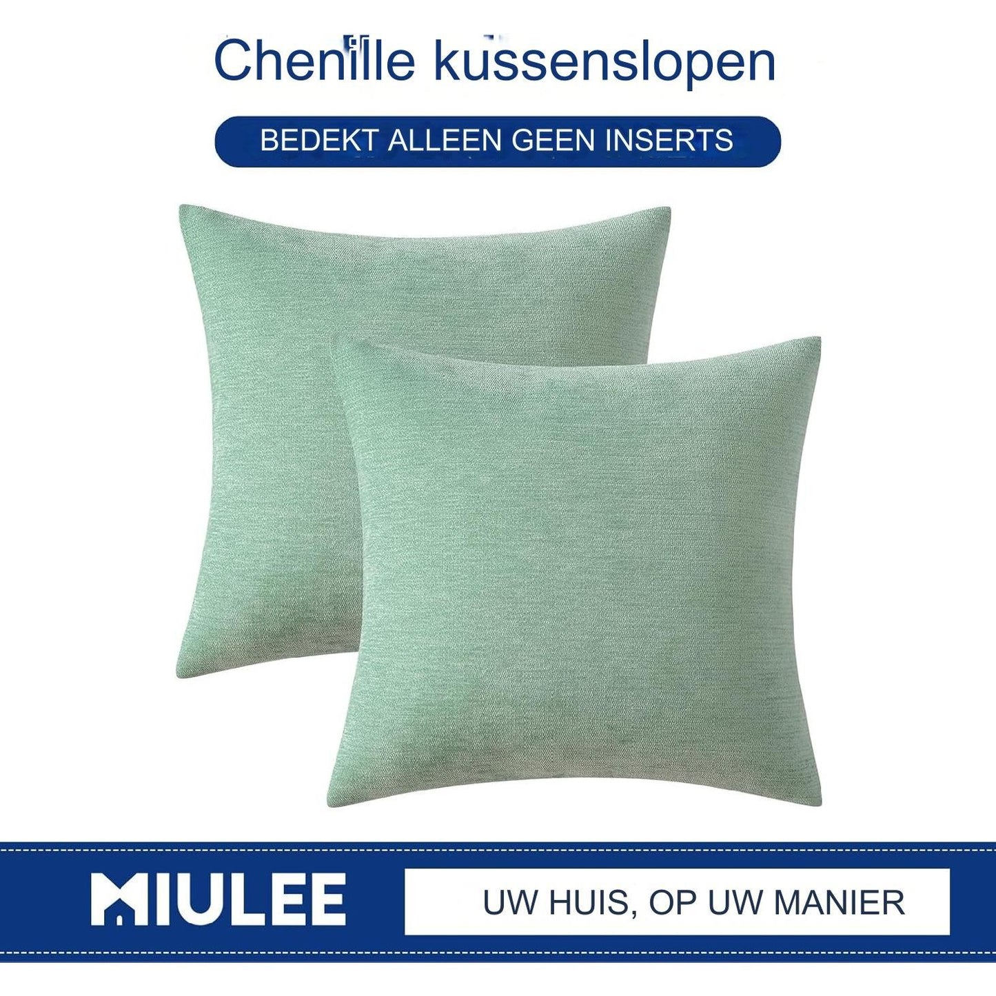 2 Stuks - Aqua Blauwe Kussenhoezen Set - 38 x 38 CM - Zachte Vierkante Kussenslopen - Moderne En Stijlvolle Kussenhoezen Voor Woonkamer En Slaapkamer - Duurzame En Luxe Kussenovertrekken - Eenvoudig Wasbare Kussenhoezen