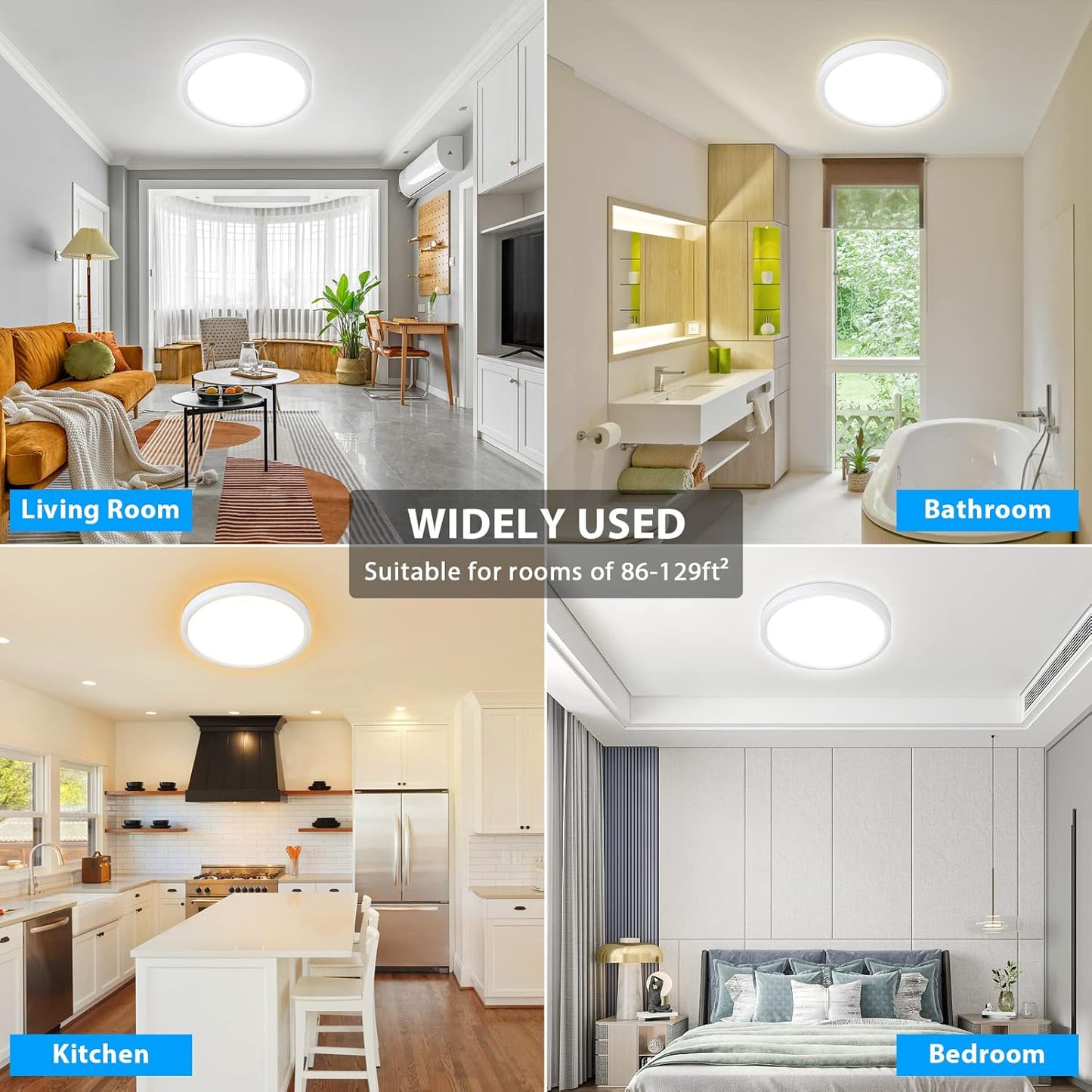 LED-plafondlamp - Rond - Ø 21,6 cm - Wit - Mat Afwerking - Ingebouwde LED-module - 16,5 W - 1800 lm - 3000 K - IP20 - Energieklasse F - Inclusief Bevestigingsmateriaal
