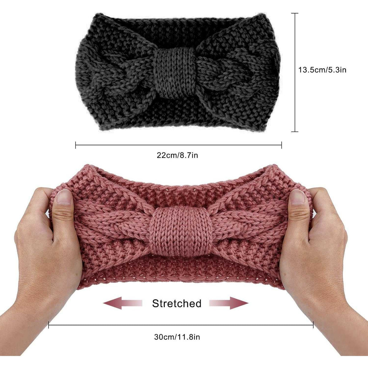 Handgemaakte dames hoofdband - Set van 2 - modieuze hoofdband - stijlvolle gebreide hoofdband - warme en comfortabele hoofdband - elastische en goed passende hoofdband