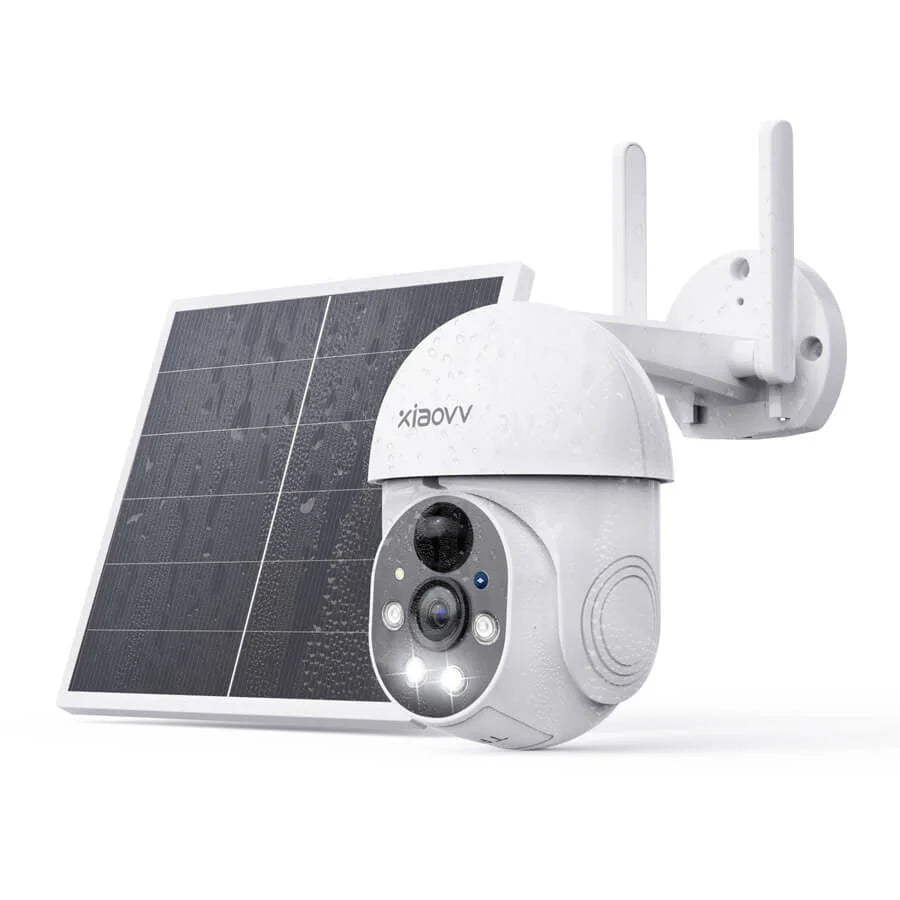 1080P Draadloze Zonnepaneel Beveiligingscamera – 355° Draaibaar – Nachtzicht in Kleur – Bewegingsdetectie – Oplaadbare 10000mAh Accu – IP65 Waterdicht – Bediening via App – Voor Binnen en Buiten