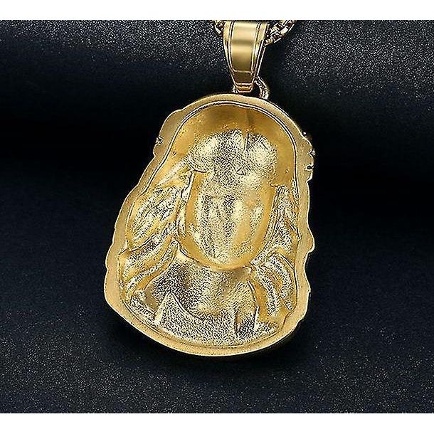 Luxe Gouden Jezus Christus God Hanger in RVS - Religieus Sieraad - Titanium Staal met Elektroplating