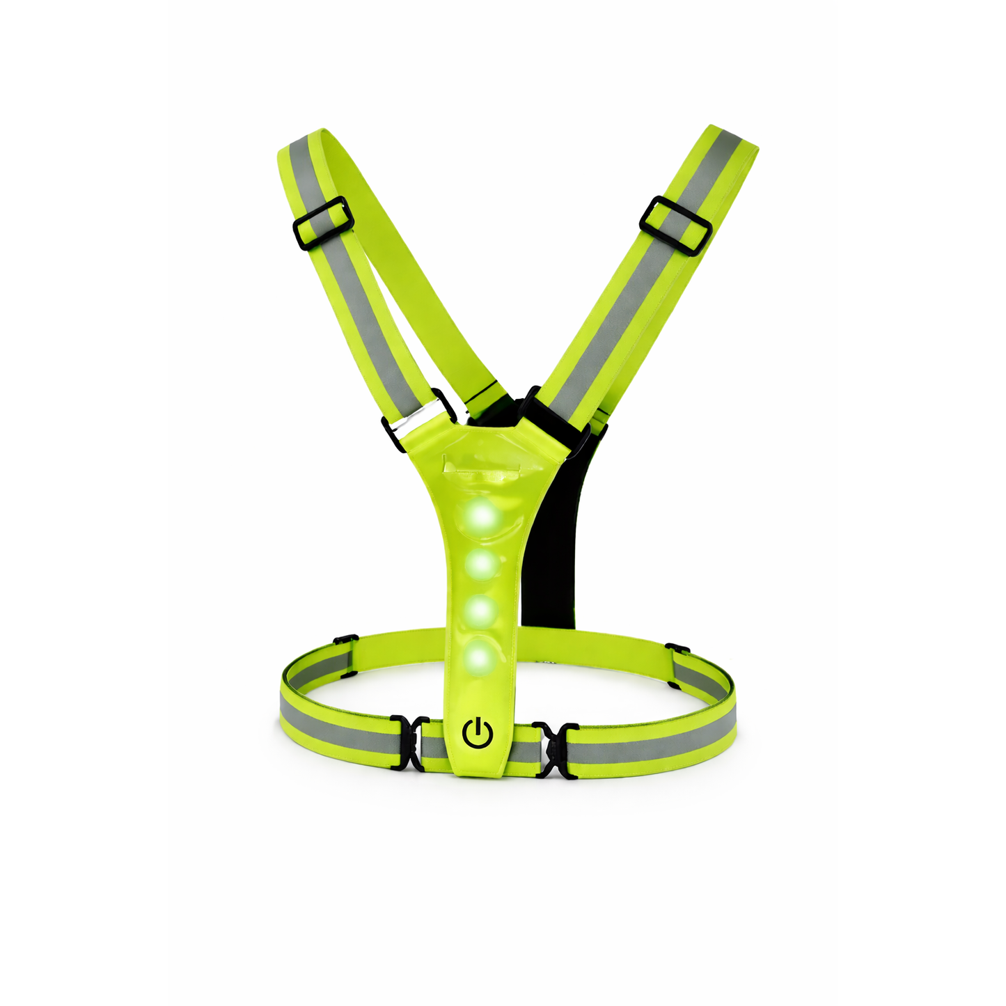 Hardloopvest met LED verlichting – reflecterend veiligheidsvest oplaadbaar – verstelbaar sportvest voor hardlopen en wandelen – zichtbaarheidsvest groen – lichtgewicht outdoor vest met LED en reflectiebanden