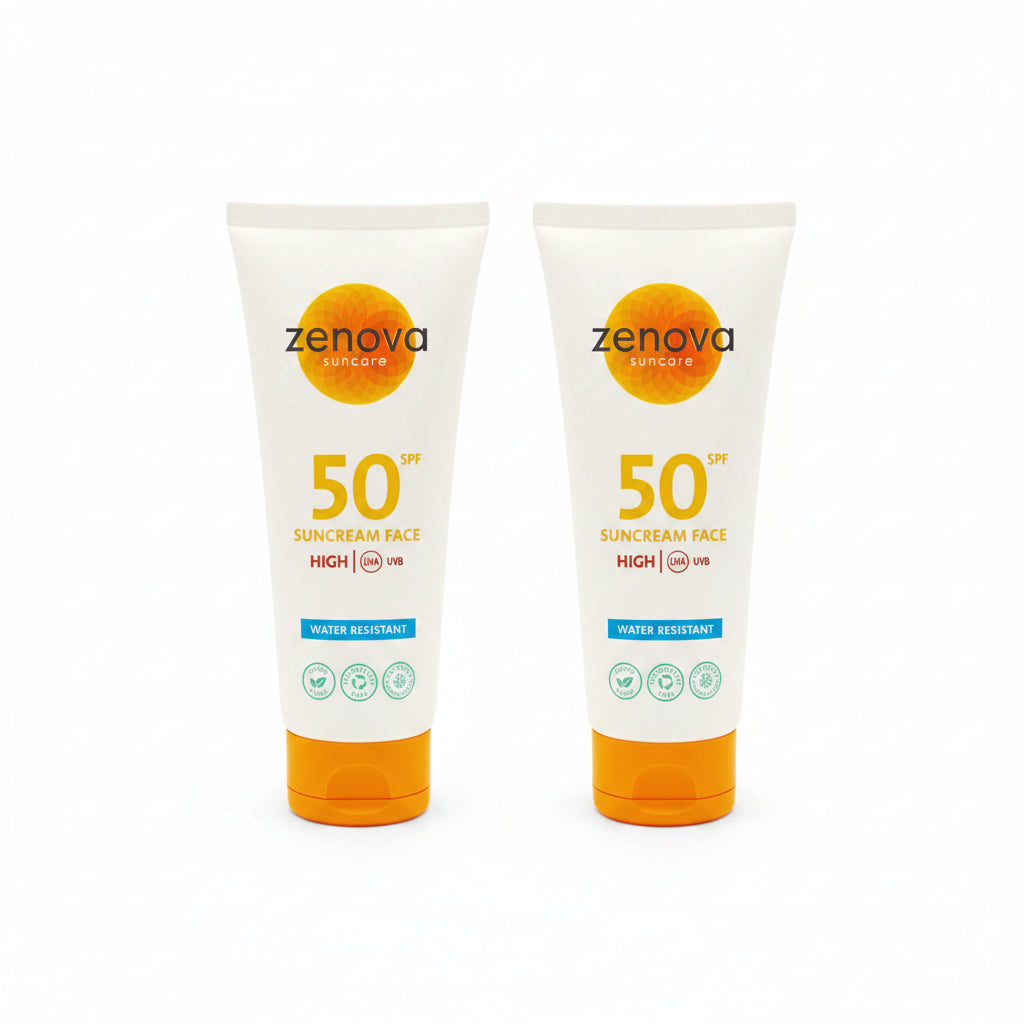 Zenova Zonnebrandcrème SPF50 100ML - Waterbestendige Sunscreen voor Gezicht en Lichaam - Suncream met Hoge UV Bescherming - Zonbescherming voor Strand Vakantie Sport Zwemmen en Dagelijks Gebruik