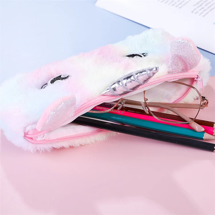 4 Delig - Pluizig Eenhoorn Dagboek Set - A5 Gelinieerd Notitieboek met Regenboog Pailletten Cover, Eenhoorn Pen, Sleutelhanger & Etui - Ideaal voor Kinderen