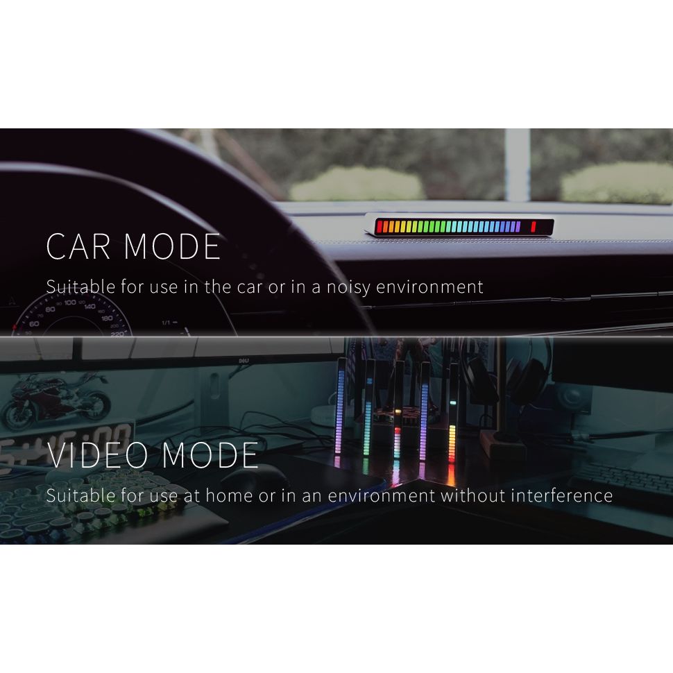 SoundbarRGB ritme lamp muziek visualizer – voice control audio spectrum LED light bar – USB Type C sound control lichtbalk met 32 LED kleuren – desktop auto gaming sfeerverlichting equalizer lamp zwart