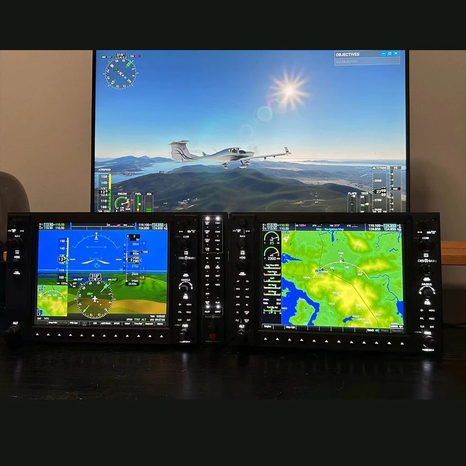 G1000 NXi flight sim panel set – 1:1 cockpit simulator PFD MFD GMA audio paneel – dual 10.4 inch IPS displays – aluminium flight simulator cockpit – compatibel met MSFS 2024 en X-Plane 12 – realistische avionics set