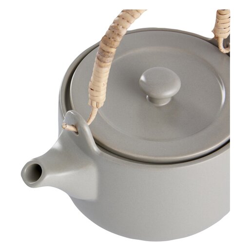 DAY theepot 1 liter keramische theepot – klassieke tea pot met deksel en handgreep – ronde thee pot met schenktuit – servies theekan voor thee zetten en serveren – beige theepot met handvat