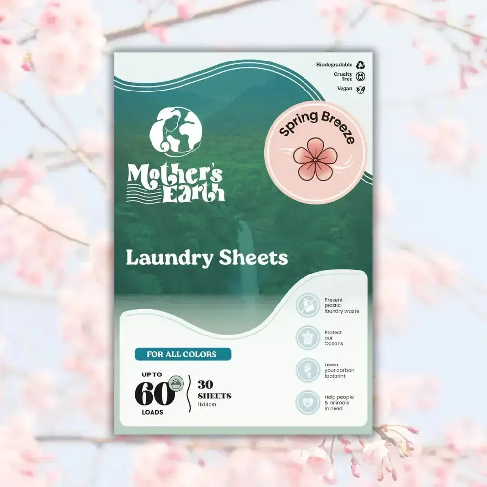 120 Stuks - Mother's Earth Wasstrips - Laundry Sheets voor Wasmachine en Handwas - Oplosbare Wasmiddelstrips Zonder Vloeibaar Wasmiddel - Geconcentreerde Wasblaadjes Wasvellen voor Witte Bonte en Gekleurde Was - Compact Wasmiddel in Stripvorm