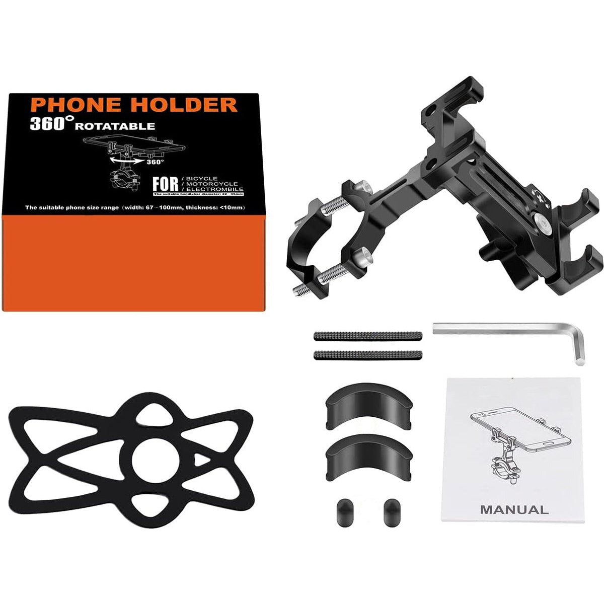 Aluminium Telefoon Mount - Voor Fiets / Motor - 360° Rotatie - Universeel Smartphone Cradle - Schokbestendig - Zwart