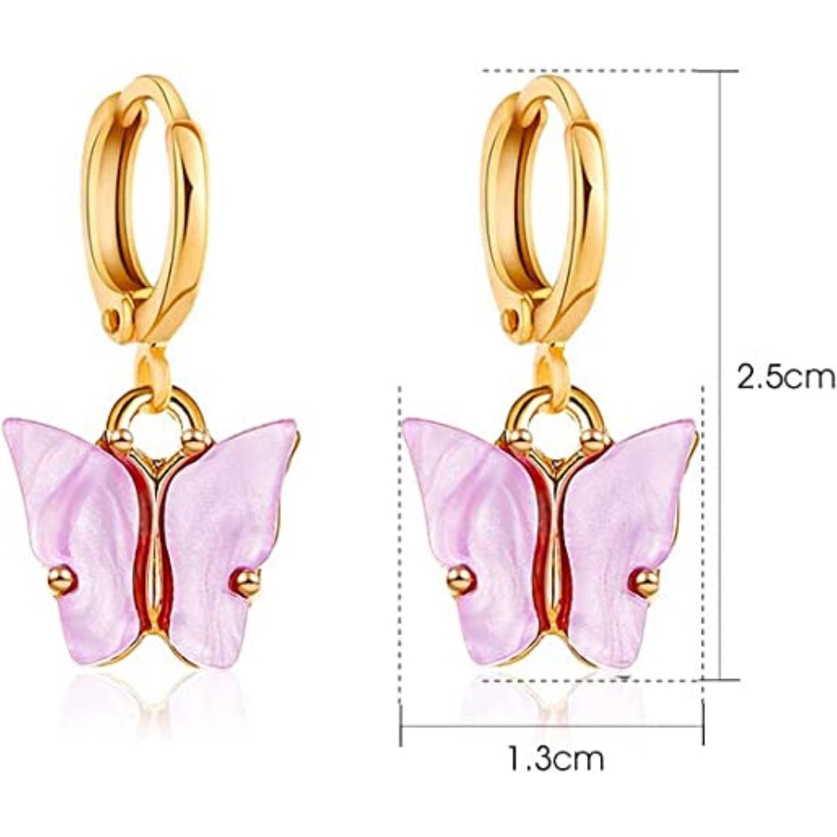 14 Paar – mini vlinder bedels – small butterfly charms – acryl en metaallegering – roestvrije sieraden onderdelen – DIY vlindertjes voor armband – ketting – sleutelhanger – cadeau decoratie – creatieve vlinder hangers – 1.3 x 2.5 cm