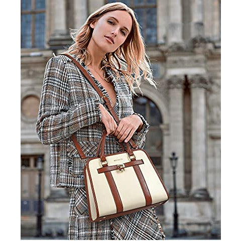 Bostanten Dames Handtas – Elegante Kunstleren Tas met Ritssluiting – 3-Vaks Indeling – Verstelbare Crossbody Schouderriem – Binnenvak met Rits – Handtas voor Dagelijks Gebruik – Ca. 29x13x25 cm