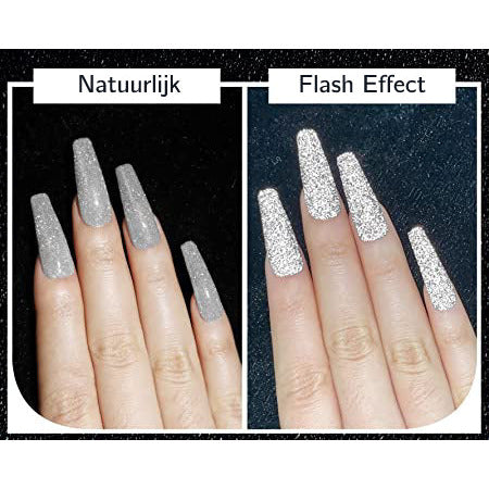 12 Stuks - 8ml Reflecterende Glitter Gel Nagellak - Professioneel - Schitterende Diamant Nagellak Gel - Glow Sealer - Zilveren Nagellak - Soak Off UV Gel