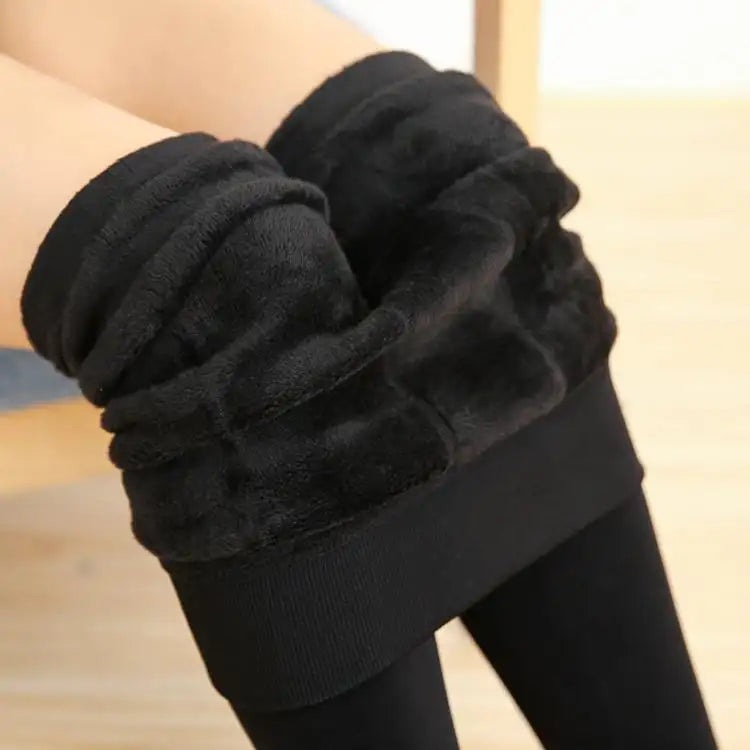 Gevoerde Warm Leggings voor Dames - Elastische Thermische Broek - Fleece Gevoerde Dikke Panty's - Met Hiel en Enkel Cover - Maat S / M - Zwart