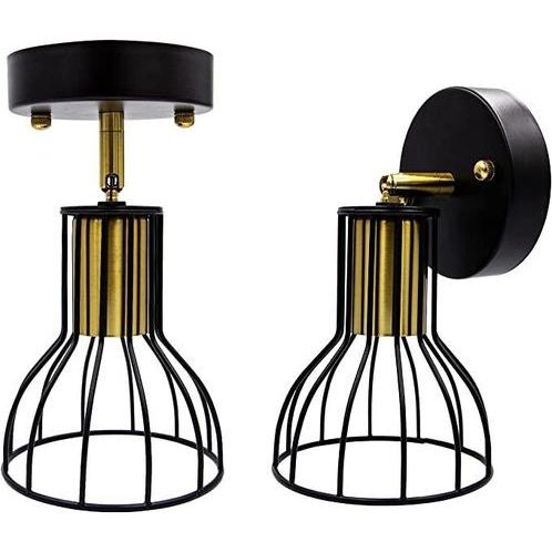 Set van 2 - Industriële Wandlampen Cage - Vintage Wandbevestiging - Rustieke Verstelbare Mini Verlichting - Geschikt voor Badkamer, Slaapkamer en Spiegel