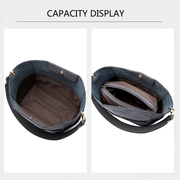 Bostanten - Luxe Dames Leren Handtas en Schoudertas in Donkergrijs - Stijlvolle Tote met Hoogwaardige Lichtgouden Hardware, Inclusief Veilige Magnetische Gesp en Praktisch Afneembaar Binnentasje, Perfect voor Dagelijks Gebruik en Speciale Gelegenheden