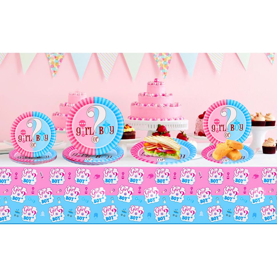 Jongen of Meisje Servies Party Tafelgerei - Compleet Baby Shower Set met Cupcake Stand, Tafelloper, Decoraties en Meer