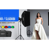 2 Delig - Godox SL60IIBI Bi-Color LED Studiolampen Set - 2800K-6500K - Professionele Video- en Fotografieverlichting - Bowens Mount - Incl. 2x Softbox 60x90 cm met Raster, 2x Lichtstatief en Draagtassen - SL60IIBI KIT2