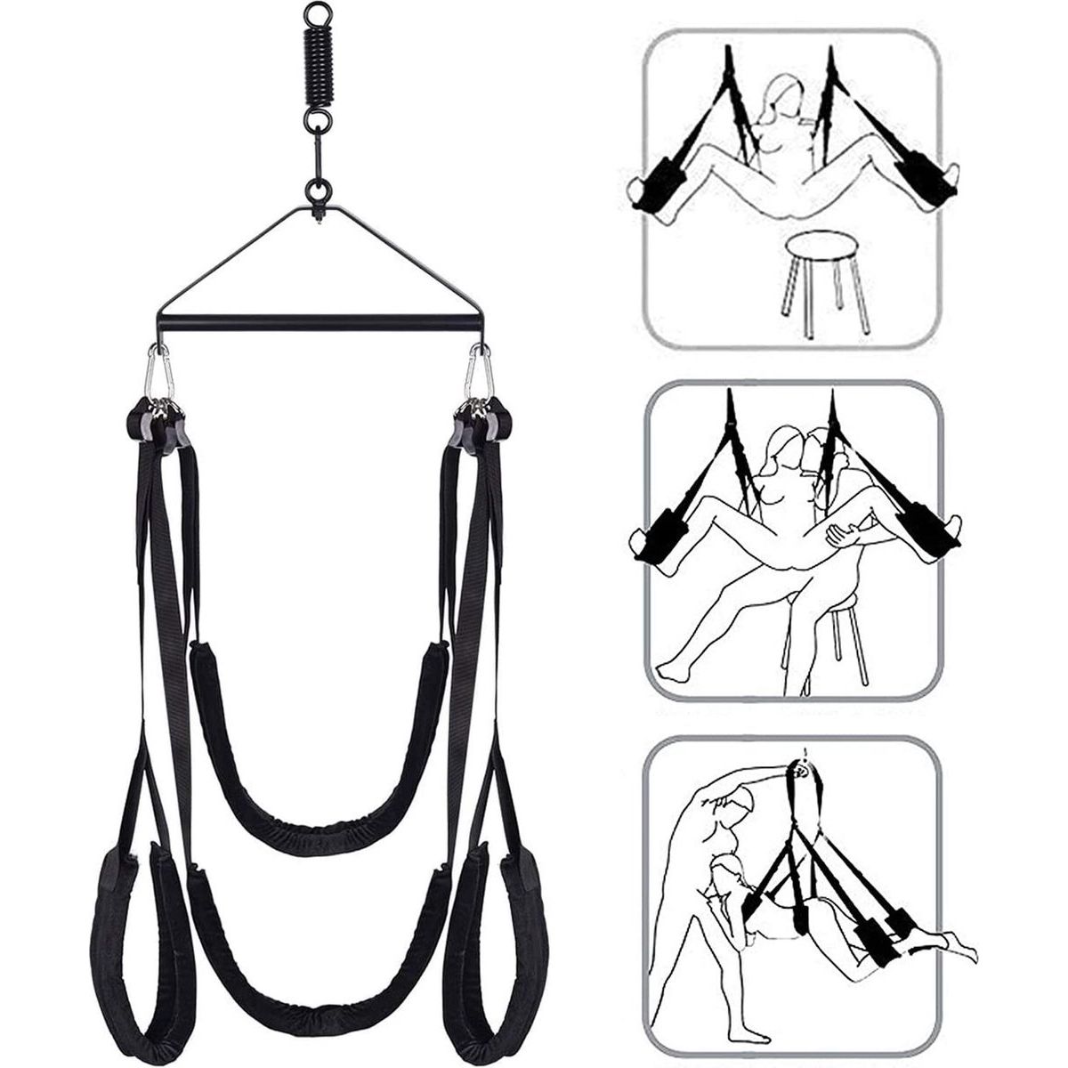 360° Draaibare LoveSwing – Luxe Hangschommel met Fluwelen Voering - Seksschommel  - Love Schommel Stalen Steun & Verstelbare Riemen – Tot 270 kg Draagvermogen – Derde Generatie Indoor Erotische Schommel voor Koppels