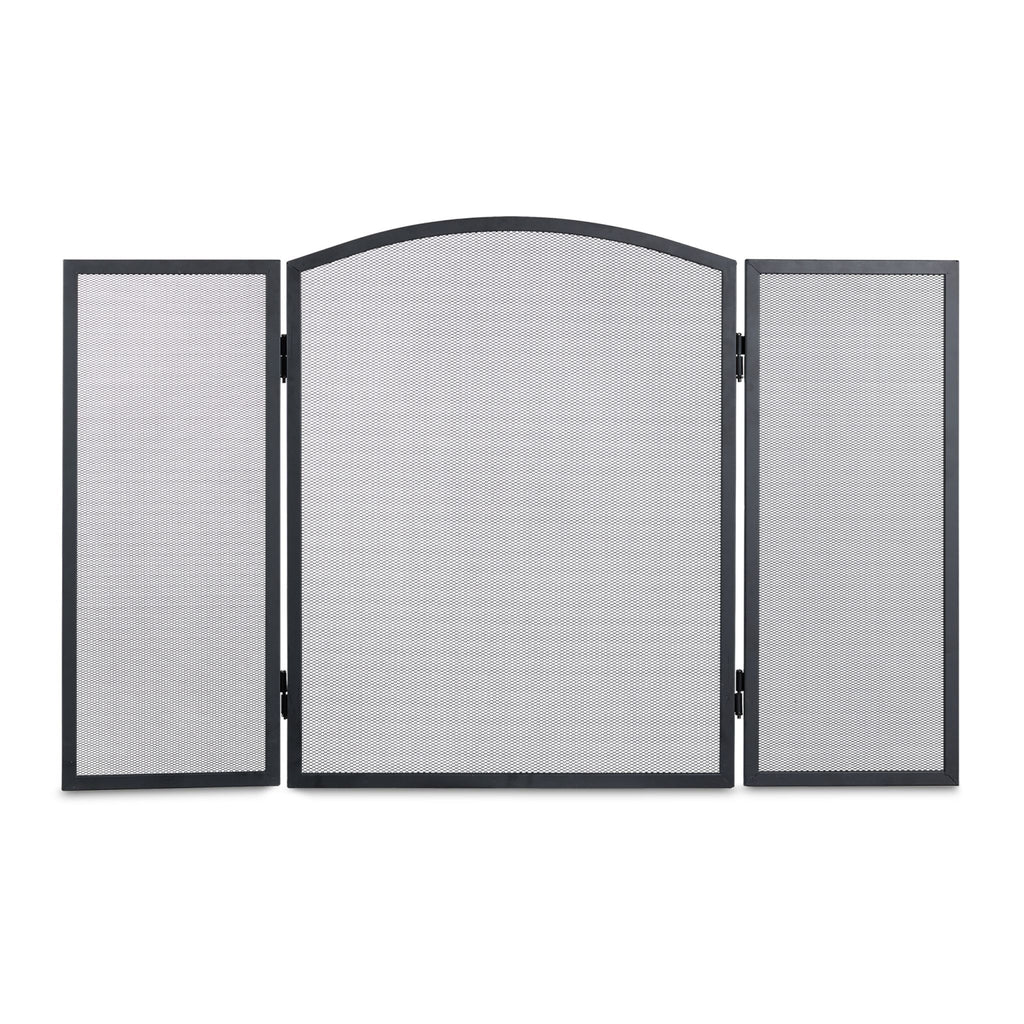 Haard Vonkenscherm Staal - Open Haard Scherm - Haardscherm Met Gaas - 3 Delig Opvouwbaar Haardscherm - Vrijstaand Kachelscherm - Metalen Vonkenscherm Voor Open Haard Of Kachel - Fijn Metaalgaas - Zwart Gepoedercoat Staal - Opklapbaar Frame