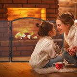 Haard Vonkenscherm Staal - Open Haard Scherm - Haardscherm Met Gaas - 3 Delig Opvouwbaar Haardscherm - Vrijstaand Kachelscherm - Metalen Vonkenscherm Voor Open Haard Of Kachel - Fijn Metaalgaas - Zwart Gepoedercoat Staal - Opklapbaar Frame