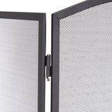 Haard Vonkenscherm Staal - Open Haard Scherm - Haardscherm Met Gaas - 3 Delig Opvouwbaar Haardscherm - Vrijstaand Kachelscherm - Metalen Vonkenscherm Voor Open Haard Of Kachel - Fijn Metaalgaas - Zwart Gepoedercoat Staal - Opklapbaar Frame