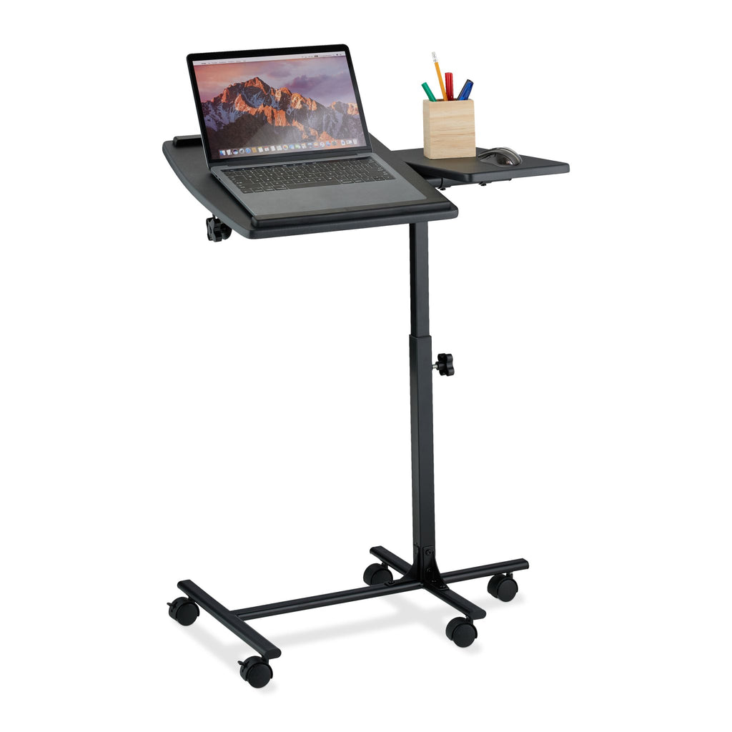 Laptoptafel Op Wielen - Verrijdbare Laptoptafel - In Hoogte Verstelbare Bedtafel - Kantelbare Laptopstandaard - Laptop Bijzettafel Met Muistafel - Mobiele Laptopstand - Tafel Voor Bed Bank Bureau - 5 Wielen Met Rem - Verstelbaar Tafelblad