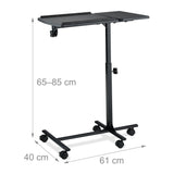 Laptoptafel Op Wielen - Verrijdbare Laptoptafel - In Hoogte Verstelbare Bedtafel - Kantelbare Laptopstandaard - Laptop Bijzettafel Met Muistafel - Mobiele Laptopstand - Tafel Voor Bed Bank Bureau - 5 Wielen Met Rem - Verstelbaar Tafelblad