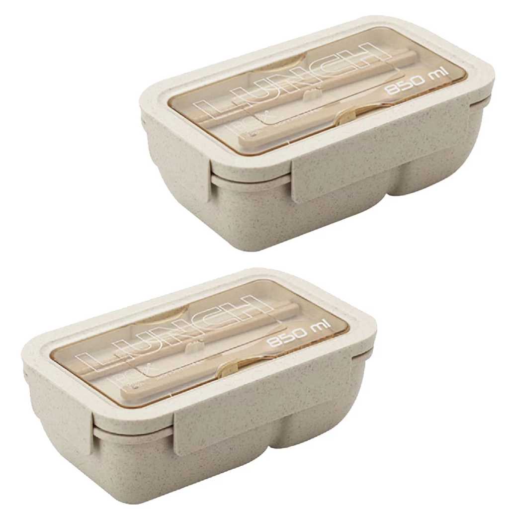 2 Stuks - Premium Bento Lunch Box Voor Volwassenen - Draagbare Voedselopslagoplossing Met Compartimenten en Chopsticks/Lepel - Perfect Voor Gezonde Snacks en Lunch - Lunchable Box - Stapelbaar Design - Roze - 850ML