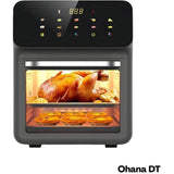 DT Airfryer XXL – Heteluchtfriteuse &amp; Mini Oven – 12L Inhoud – 1350W – RVS Behuizing – Tot 5 Personen – Multifunctionele Air Fryer met 8 Voorinstellingen – Minder Vet, Meer Smaak – Zwart/Zilver