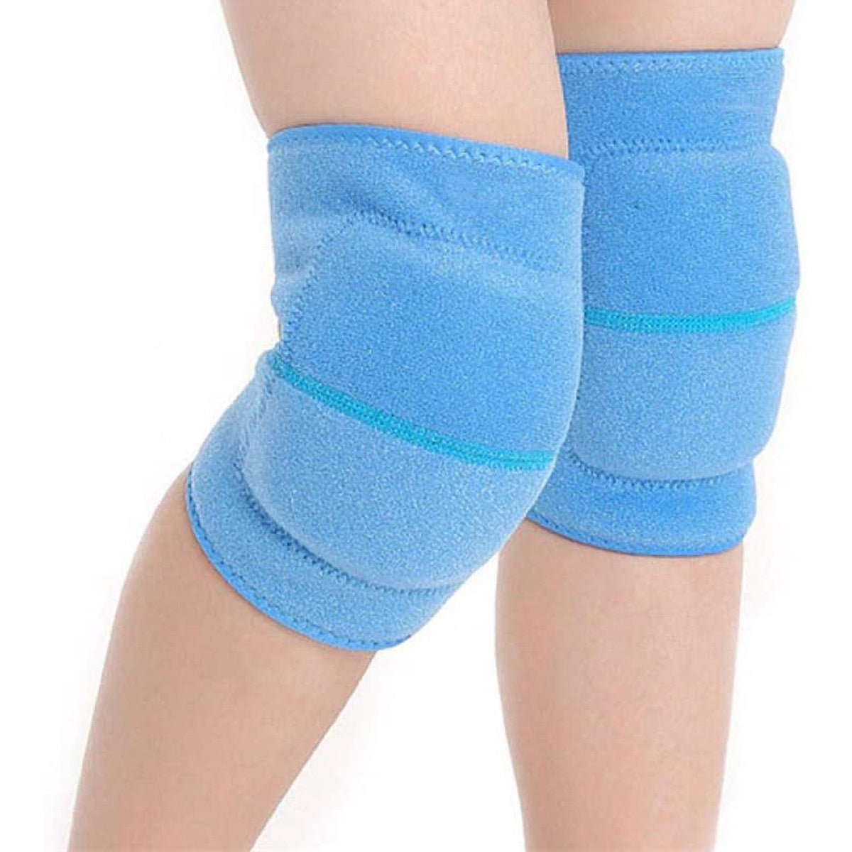 Sportieve Brace Met Kniebeschermers voor Kinderen - Anti-slip Patella Ondersteuning met Extra-dikke Rubberen Pad - Perfect voor Gymnastiek, Skateboarden, Fietsen en Dansen - Leeftijd 12-14 Jaar - Blauw