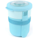 Amuse Life Lunchpot Ontbijtbeker – Ontbijt- en Lunchpot met 2 Compartimenten – 500ml + 150ml – Inclusief Spork en Elastische Band – Handig, Lekvrij en Stijlvol – Blauw – Voor School, Werk en Onderweg