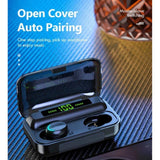 Draadloze Bluetooth Oordopjes – Zwarte In-Ear Earbuds met Oplaadcase – Noise Cancelling Koptelefoon met Touch Control en HD Geluid – IPX7 Waterdicht – Powerbank 2200mAh – Compatibel met iPhone, Samsung, Laptop en Smartwatch