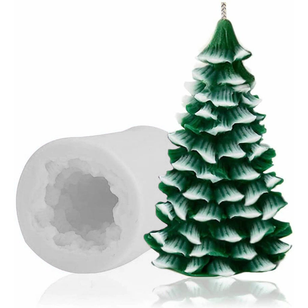 3D Kerstboom Siliconen Mal - Kaarsen & Zeep Mal - Voedselveilige Siliconen - 8cm - Eenvoudig te Gebruiken en Reinigen - Vaatwasserbestendig - Perfect voor Kaarsen, Zeep, Chocolade, Fondant - Wit
